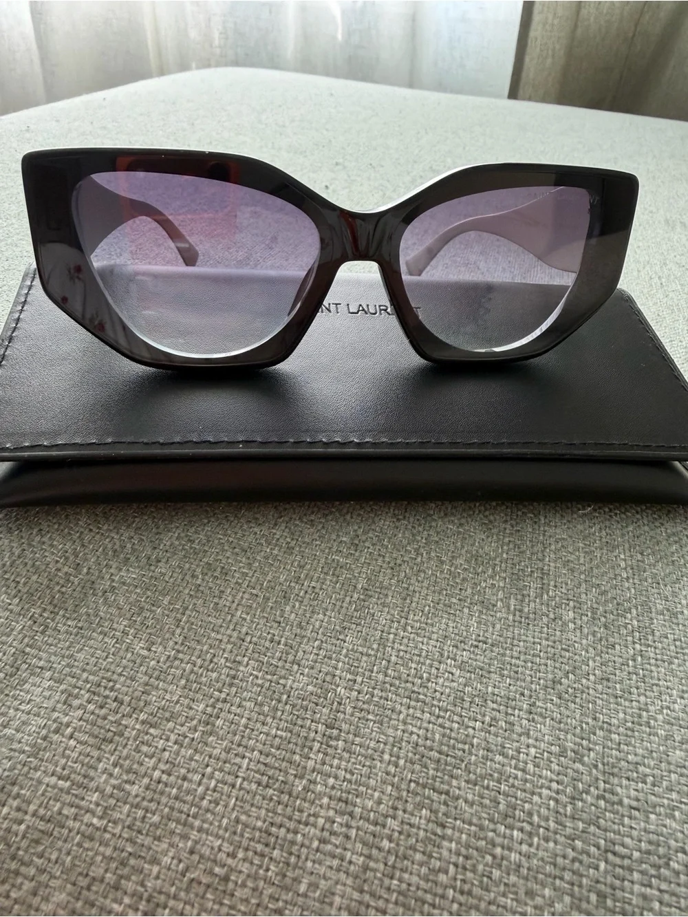 Saint Laurent Black Sunglasses with silver metal temples